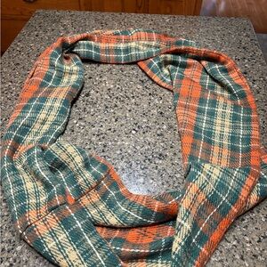 Plaid Infinity Scarf in Orange and Green